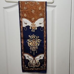 Ornate Brown and Blue Patterned Scarf